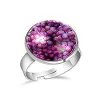 Red Globe Grapes Fresh Fruit Delicious Adjustable Rings for Women Girls, Stainless Steel Open Finger Rings Jewelry Gifts