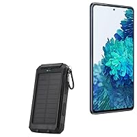 BoxWave Power Bank Compatible with Samsung Galaxy S20 FE - Solar Rejuva PowerPack (10000mAh), Solar Powered Backup Power Bank 10000mAh - Jet Black