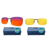 Computer + Nighttime Clip On Blue Light Glasses Bundle Produce Melatonin Naturally for Better Sleep + Stop Eye Strain