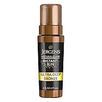 Jergens Sunless Tanning Mousse, Natural Glow Instant Sun, Cruelty Free, Quick Self Tanner Foam, in Deep Bronze 6 oz