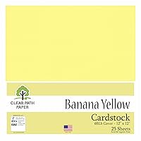 Clear Path Paper - Banana Yellow Cardstock - 12 x 12 inch - 65Lb Cover - 25 Sheets