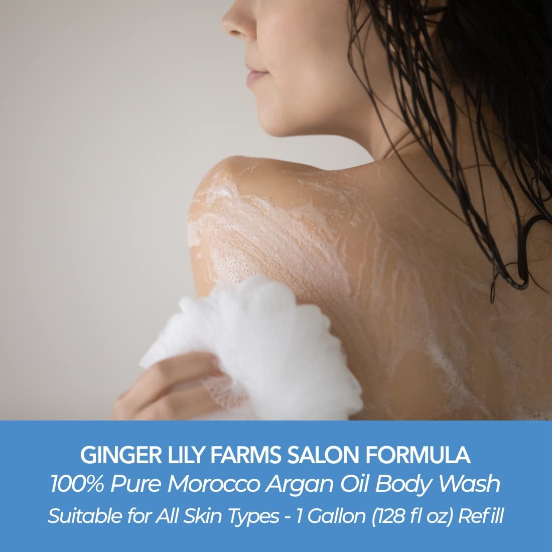 Ginger Lily Farms Salon Formula 100% Pure Morocco Argan Oil Body Wash for All Skin Types, 100% Vegan & Cruelty-Free, 1 Gallon Refill (Pack of 4)