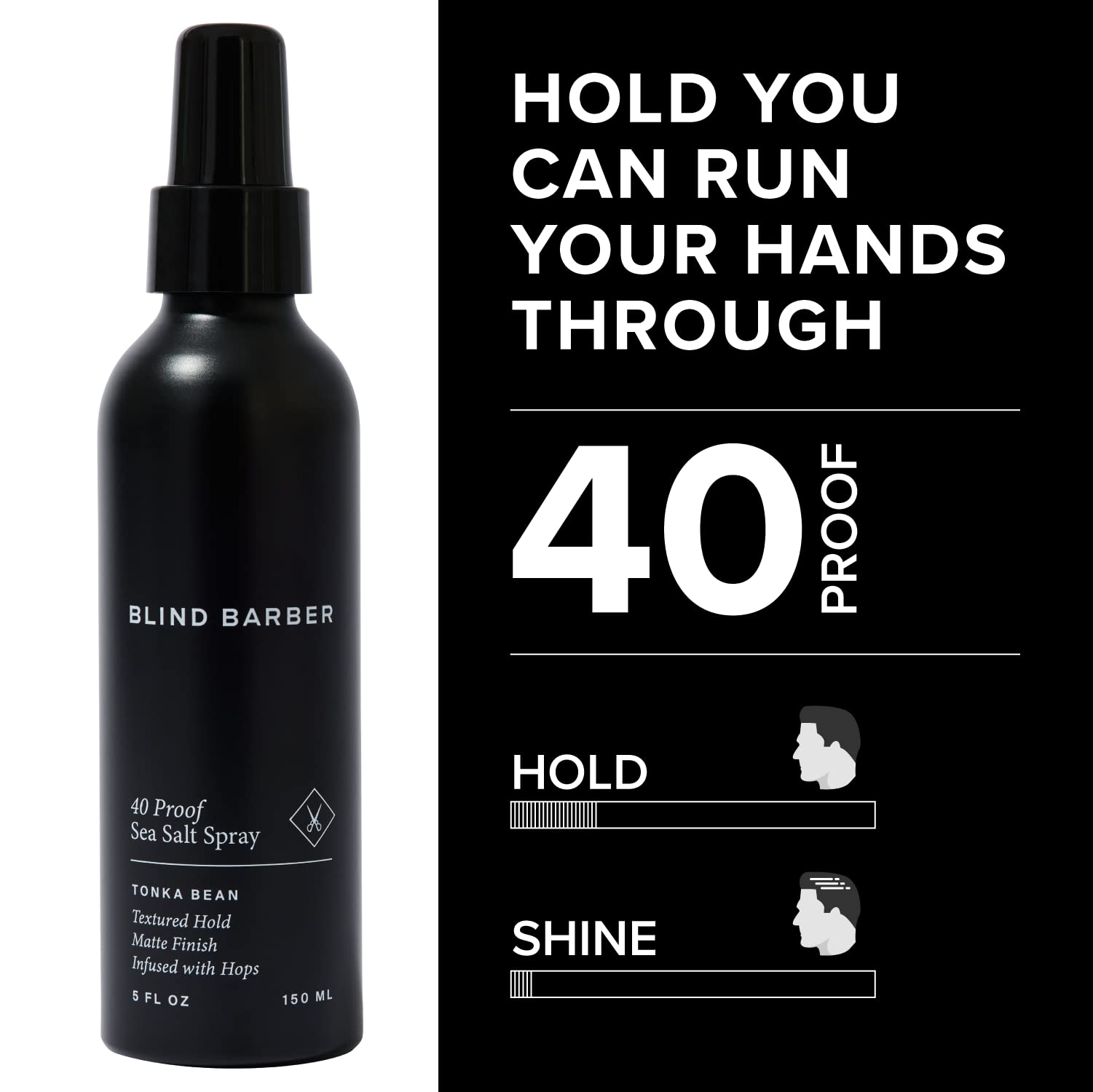 Blind Barber 40 Proof Sea Salt Spray - Volumizing Texture Spray for Off-The-Beach Hair Waves & Matte Natural Finish - Water Based Styling Mist for Men (6oz / 180ml)