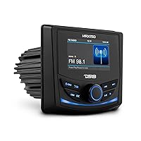 DS18 MRX150 Marine and Powersports Head Unit 3” Color Display, AM/FM/WB RDS Radio Receiver, Gorilla Glass, Waterproof IPx6 Rated, BT, USB, AUX - Great for Boats Audio, ATV, UTV, SXS & Golf Cart