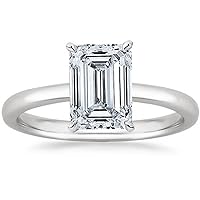 1-5 Carat Lab Grown Solitaire Emerald Cut IGI CERTIFIED Diamond Engagement Ring (1-5 Ct,H-I Color VS1-VS2 Clarity)