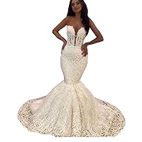 Sequins Sweetheart Neckline Lace up Corset Bridal Ball Gowns Train Mermaid Wedding Dresses for Bride