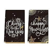 Artoid Mode Cheers Stars Firework Happy New Year Kitchen Towels Dish Towels, 18x26 Inch Festival Decoration Hand Towels Set of 2
