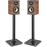 Rfiver Universal Speaker Stands Pair for Surround Sound, Heavy Duty 28 Inch Bookshelf Speaker Stands Each Holds 22lbs Large Speakers, Floor Speaker Stand Built-in Cable Management, Black, 1 Pair