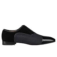 Christian Louboutin Men's Greggo Suede and Wool Black Oxford Shoes