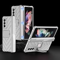 Shockproof Hard Armor Phone Case for Samsung Galaxy Z Fold 5 4 3 2 5G Magnetic Fold Hinge Adjustable Bracket Stand Case,Silver,for Galaxy Z Fold 5