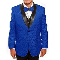 UMISS Boys' Jacquard 3 Pieces Suit Shawl Lapel Jacket Pants Vest for Wedding Party