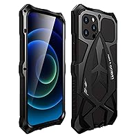 Case for iPhone 12/12 Pro/12 Pro Max, Outdoor Heavy Duty Tough Armour Metal Military Case 360 Full Body Protective Dustproof Shockproof Case with [Tempered Glass Screen Film],Black,iPhone12 Mini