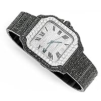 Black and White VVS Moissanite Fully Iced Out Two Tone Swiss Automatic Movement Hip Hop Studded Luxury Handmade Men's Watch