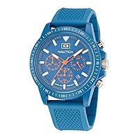 Nautica Men's Light Blue Wheat PU Fiber Strap Watch (Model: NAPNOS4S1), Blue