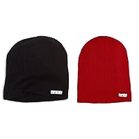 neff 2 Pack Daily Beanie, Black/Red, One Size/One Size