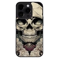Skull Design iPhone 14 Pro Max Case - Flower Phone Case for iPhone 14 Pro Max - Graphic iPhone 14 Pro Max Case