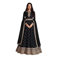 Indian Premium Silk Embroidery Party Wear Muslim Anarkali Gown Suit Fancy Eid Diwali Festival Women Trendy Dress 2977