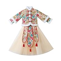 Girl New Year's Clothes,Chinese Style Children's Tang Suits,Embroidered Thickened Hanfu Performance Clothes.