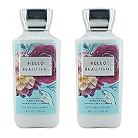 Bath and Body Works Super Smooth Body Lotion Sets Gift For Women 8 Oz -2 Pack (Hello Beautiful)