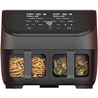 Instant Vortex Plus Double Basket with ClearCook - 7.6L Digital Hot Air Fryer, Black, 8-in-1 Smart Programs - Frying, Baking, Roasting, Grilling, Dehydrating, Warming, XL Capacity -1700W