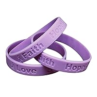 10 Adult Lavender Silicone Bracelets - 10 Adult Size Bracelets - Show Your Support For gynecological cancer awareness, epilepsy, Hodgkin's disease, Rett syndrome - Made of 100% silicone