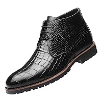 Mens Boots Casual Faux Alligator Patent Leather Oxfords Ankle Lace-up Dress Boots