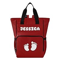 Dark Red Custom Diaper Bag Backpack Personalized Name Baby Bag for Boys Girls Toddler Multifunction Travel Maternity Back Pack for Mom Dad with Stroller Straps
