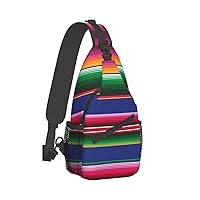 Mqgmz Colorful Mexican Stripes Print Shoulder Bag Crossbody Backpack, Casual Daypack, Sling Bag, Chest Bag, Travel Bag