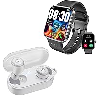 TOZO S4 AcuFit One Smartwatch Bluetooth Talk Dial Fitness Tracker Black + T10mini Wireless Earbuds Bluetooth 5.3 Headset New Upgraded Version White