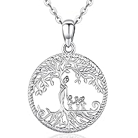 Tree of Life Necklace, Sterling Silver Pendant for Women Girls, Abalone Shell Family Tree Necklaces Jewelry for Mom/Wife/Grandma/Girlfriend(With Fine Gift Box)