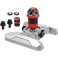 Eden 96122 Metal Adjustable 6-Pattern Mobile Rotary Gear Drive Garden Sprinkler for Yard W/Quick Connect Starter Set, Waters up to 80 ft. in Diameter