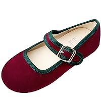 Girls Dress Casual Shoes Velvet Mary Jane Flats Adorned with Color Linings, Cute Kitty and Sparkling Hearts for Little Kid Toddler