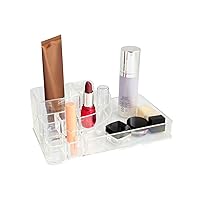 Home Basics MH01972 Multi-purpose Plastic Cosmetic Makeup Organizer Storage, Lipstick, Nail Polish, Foundation, Blush Organizer, Clear (Large)