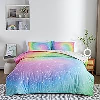 Holawakaka Tie Dye Constellation Print Rainbow Ombre Comforter Set Twin Size Girls Boys Gradient Galaxy Bedding Sets Teens Boho Bed Set (Multi,Twin)