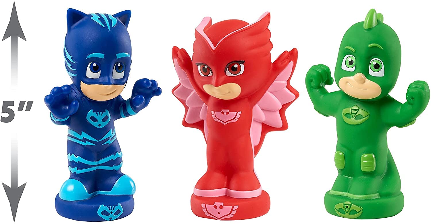 PJ Masks Bath Toy Set, Includes Catboy, Gekko, and Owlette Water Toys for Kids, Kids Toys for Ages 3 Up, Small Gifts and Presents by Just Play