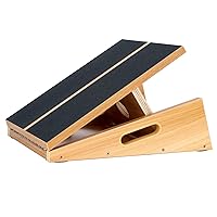 StrongTek Professional Wooden Slant Board, Adjustable Incline Board and Calf Stretcher, Stretch Board - Extra Side-Handle Design for Portability