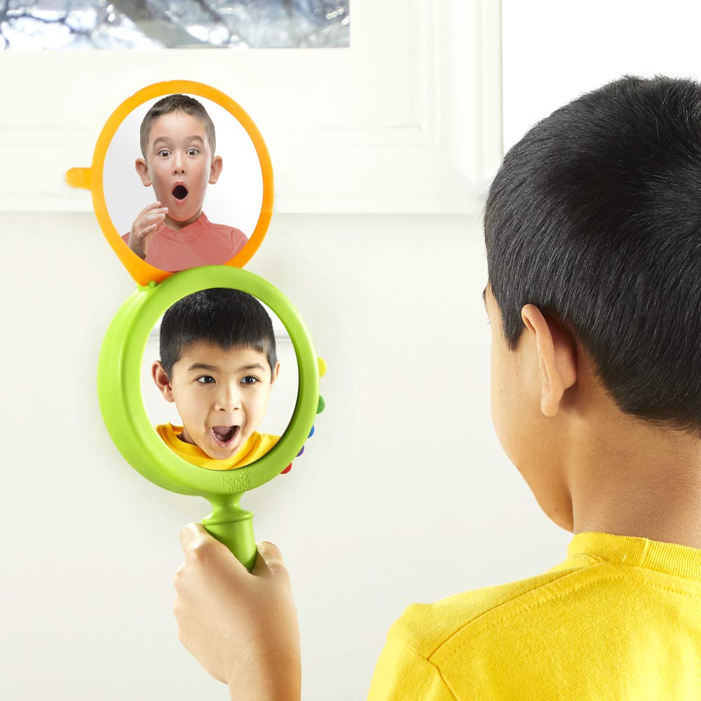 hand2mind See My Feelings Mirror, Social Emotional Learning Shatterproof Mirror for Kids, Anger Management Toys, Anxiety Relief Items, Mindfulness for Kids, Calm Down Corner, Anxiety Toys (Set of 4)