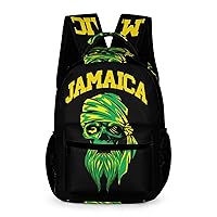 Jamaica Skull Flag Print Backpack Causal Daypack Lightweight Laptop Backpack for Men Women 12.6 X 5.9 X 16.2 Inch