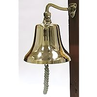 Enormous Wall Hanging Ship Bell with Rope Polished Dinner Bell Tip Bell Indoor/Outdoor Nautical Decoration Bells Variety with Mounting Hardware Bracket Ship Boat Maritime Decor (10