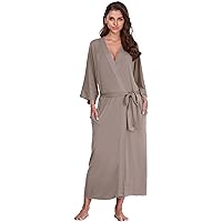 Women's Cotton Kimono Robe Long Knit Bathrobe Lightweight Soft Nightgown Sleepwear