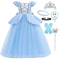Princess Cinderella Costume for Girls Kids Cosplay Dress Carnival Halloween Party Outfit