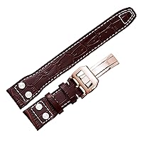 For IWC Pilot Mark series Watch band genuine leather strap accessories male rivet cow leather wristband 22mm Watchbands
