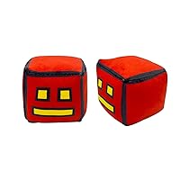 4.7” Geometry Cube Plush Toys Stuffed Plushie Doll Small Pillow Pendant Game Cute Kids Fans Collection Birthday Gift (Red)