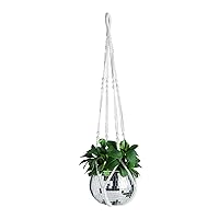 Macrame Plant Hanger with Short Rope (No Tassel) - 35 Inch - Cotton Macrame Cord for Boho Decor Flower Pots - Bohemian Chic Home Decor, Simple Indoor Outdoor Hanging Houseplants or Terrarium | 1 Pack