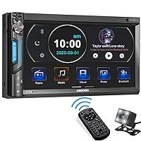 Double Din Car Stereo System - ABSOSO 7 Inch HD Touchscreen MP5 Car Player - Bluetooth Car Radio Receiver Supports PhoneLink Rear Front View Camera AM/FM USB/SD/AUX Input Steering Wheel Control