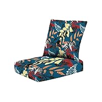 2-Piece Deep Seating Cushion Set a Solid Variety Leaves Stalk Arrangement Multicolor All Textile Paper Dining Chair Bench Replacement Deep Seat Cushions for Indoor Outdoor Patio Furniture