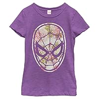 Marvel girls Marvel Classic Light Floral Spidey Short Sleeve Tee T Shirt, Purple Berry, X-Small US
