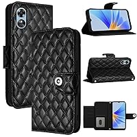 XYX Wallet Case for Oppo A17, 7 Card Slots Shockproof TPU Inner Cases Button Closure PU Leather Flip Folio Cover with Wrist Strap, Black