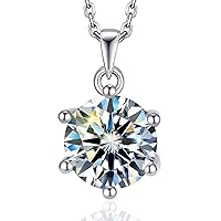 Moissanite Solitaire Necklace for Women,1Carat Lab Diamond Drop Pendant Chain,S925 Sterling Sliver Simulated Diamond Moissanite Jewelry Necklace Gift for Women Girl
