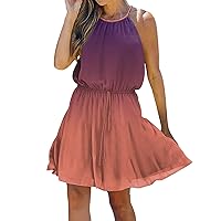 Spring Dresses for Women 2024 Plus Size Purple, Women Summer Sleeveless Casual Printing Elegant Party Swing Lo